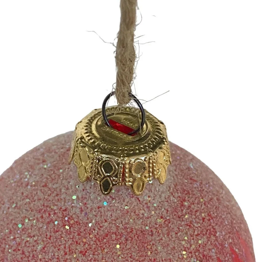 Vintage Christmas Ornament Red Glass with Glitter West Germany